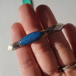 Vintage Lapis Cuff w Geometric Detail